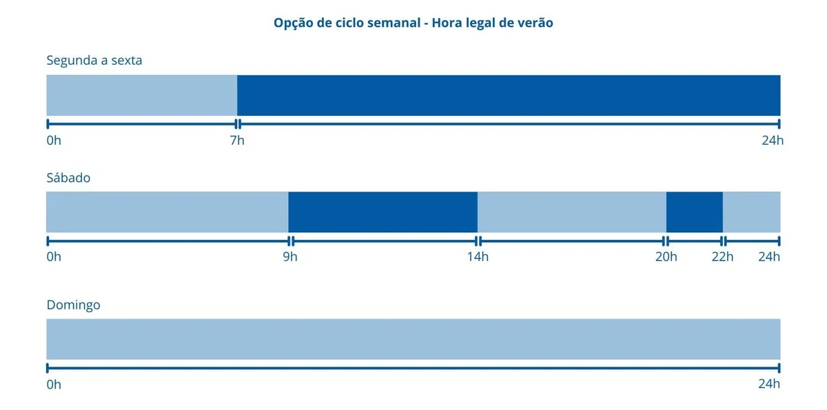 Ciclo horario da Endesa, horario de verao