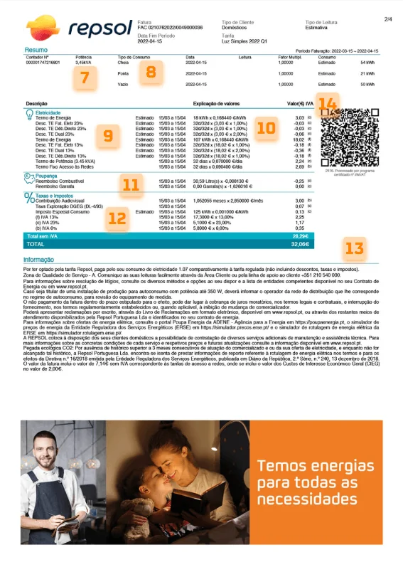 2ª página fatura Repsol